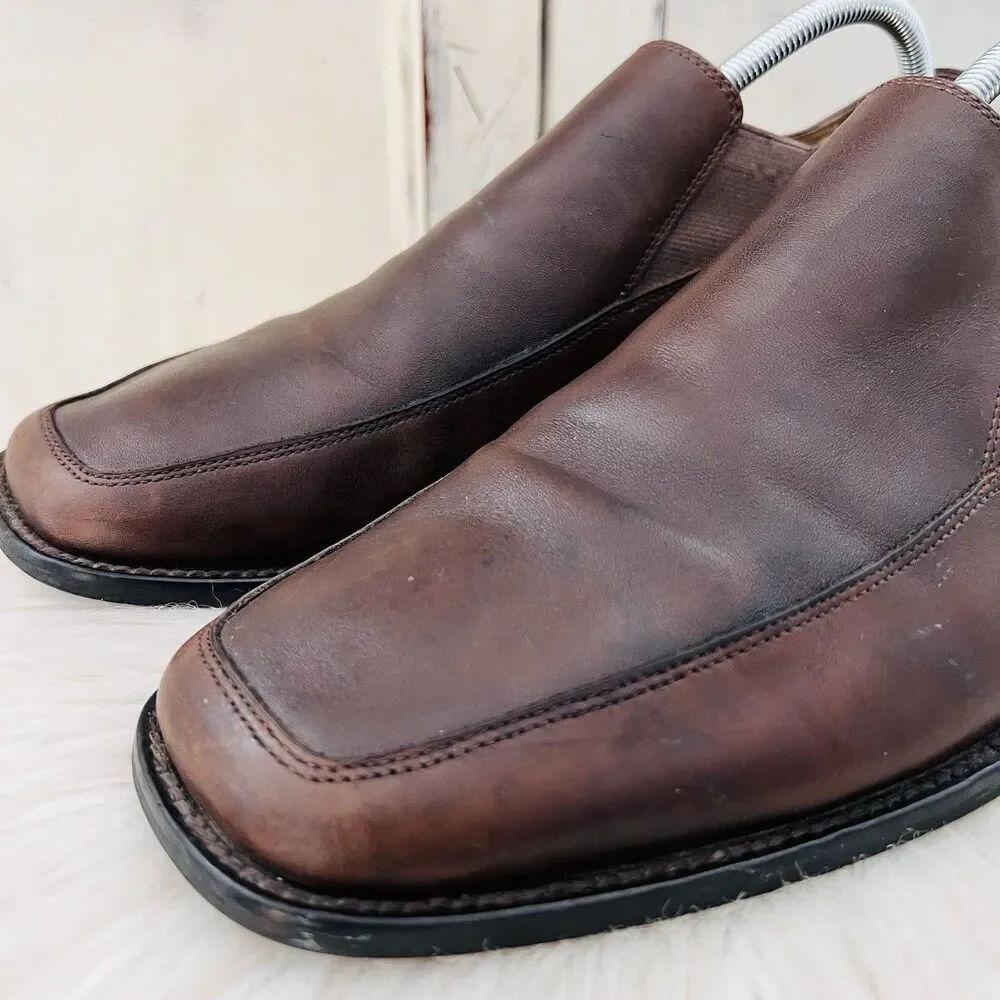 Aston Grey Collection Austin Brown Oiled Leather Slip on Loafers Shoes Size 11